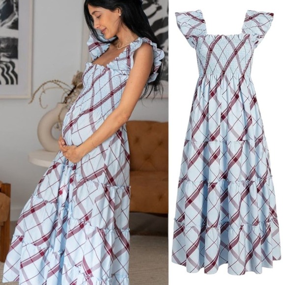 Hill House Dresses & Skirts - Hill House Ellie Nap Dress Matilda Plaid Smocked Bodice Ruffle Tiered Midi